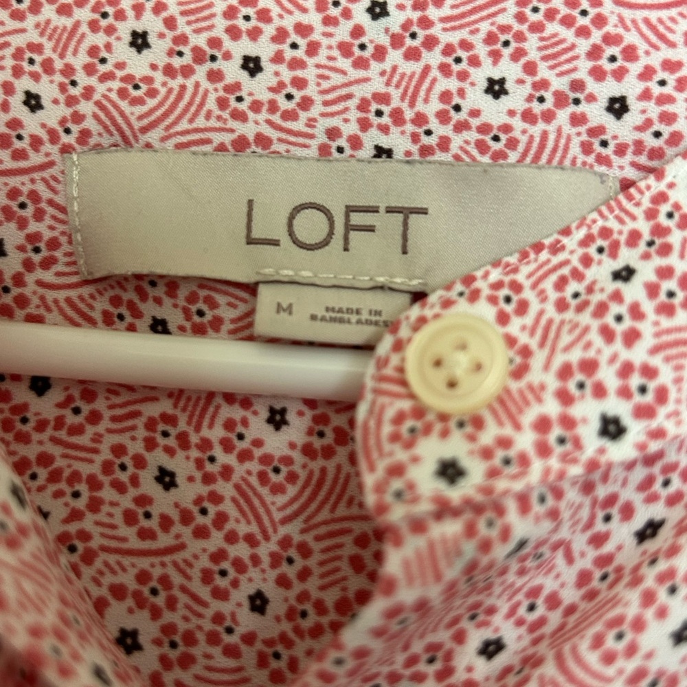 LOFT Red and White Patterned Shirt